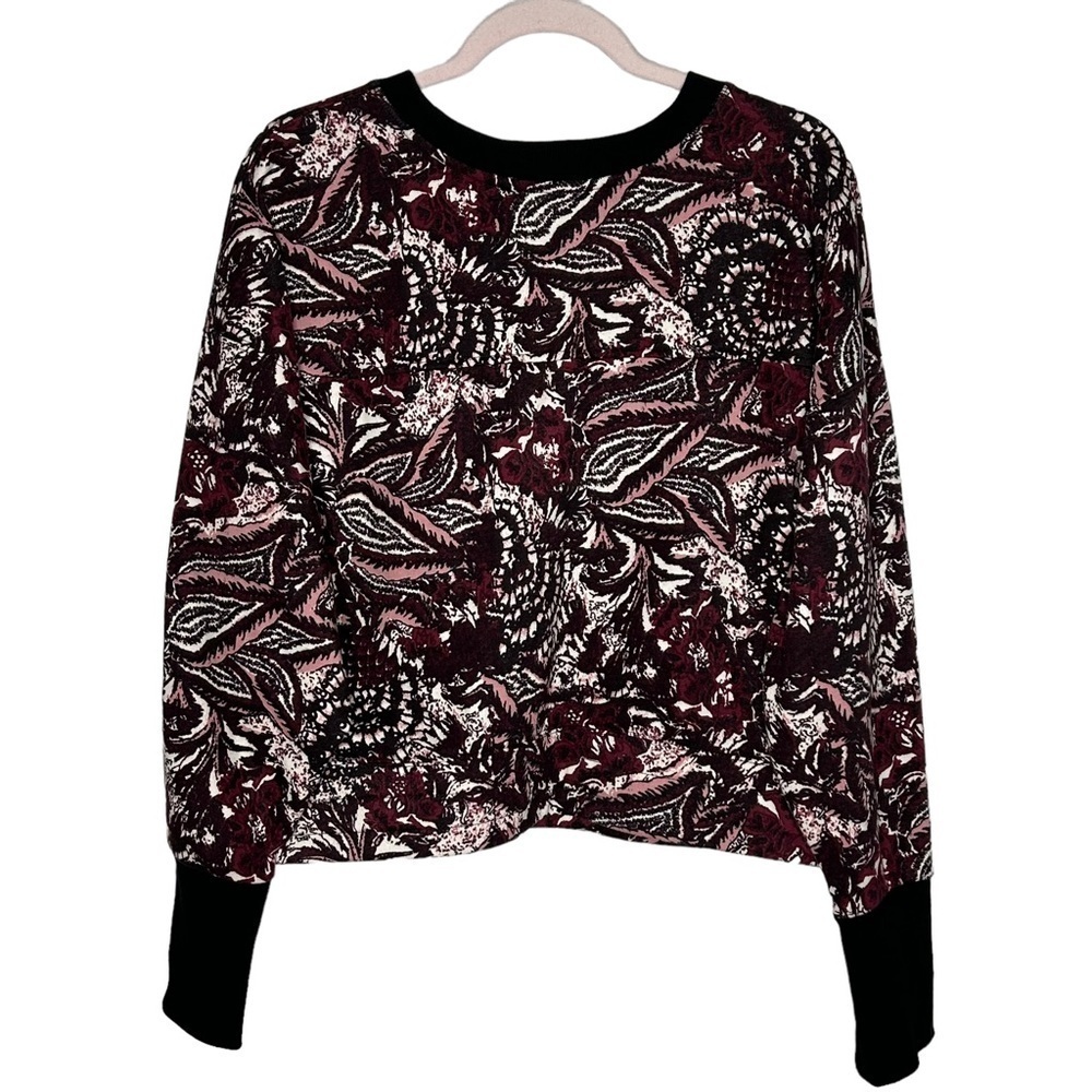Joie Caliegh Cranberry Paisley Floral Semi Cropped Sweatshirt - Picture 5 of 15
